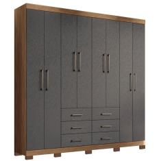 Guarda Roupa Casal 8 Portas Liverpool Santos Andirá Jatobá e Grafite