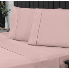 Jogo de Cama Casal Percal 400 Fios Ponto Palito 04 Peças, Antiácaro, A