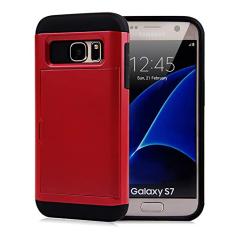 SORAKA Capa para Samsung Galaxy S7 com porta-cartões Capa para carteira Capa blindada para Samsung Galaxy S7 Capa para PC TPU de camada dupla Capa à prova de choque