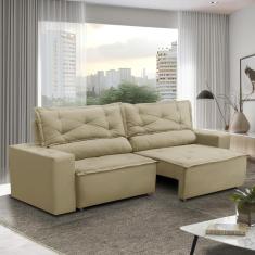Sofá Retrátil e Reclinável 2 lugares com Molas 1,50m Livia Suede Bege Adonai Estofados