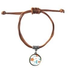 DIYthinker Pulseira de couro verde laranja para pintura de plantas de flor verde pulseira pulseira de couro marrom joia presente