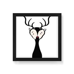 Arte Maníacos Quadro Decorativo Cervo Comic - 50x50cm (Moldura em laca preta)