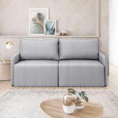 Sofá Cama Baraúna Retrátil e Reclinável 3 lugares 1,80m em Linho CabeCasa MadeiraMadeira Cinza