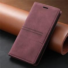 Capa de telefone de couro ultrafino para Samsung Galaxy S9 S10 S20 FE S21 Plus S22 S23 Ultra Note 20 10 Capa magnética para cartão tipo carteira, vermelha, para Samsung S23