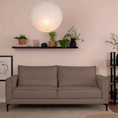 sofá 3 lugares versatti linho marrom 210 cm