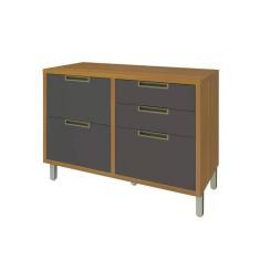 Balcão de Cozinha 1 Porta 4 Gavetas Imperatriz Freijó e Grafite