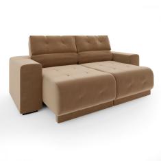 Sofá Retrátil e Reclinável 3 Lugares 3080 Tecido Veludo Choco Mamflex