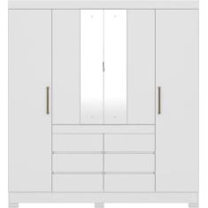 Guarda Roupa Casal 04 Portas Com Espelho 66510 Branco Demobile - Demób