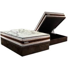 Conjunto Box Baú Casal: Colchão Espuma Paropas Resiste Double Face AG D45 + Base CRC Suede Brown (138x188)