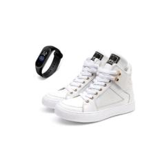 Tenis Feminino Botinha Treino Academia Fitness Couro + Relógio - Bawmi