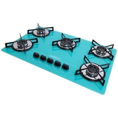 Fogão Cooktop 5 Bocas Chamalux Ultra  Chama Premium Bivolt, Verde Agua