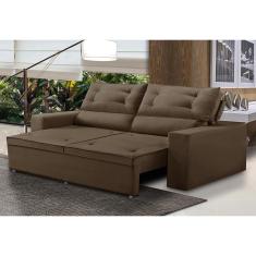 Sofá Retrátil e Reclinável 3 lugares com Molas 1,80m Lais Suede Marrom Adonai Estofados