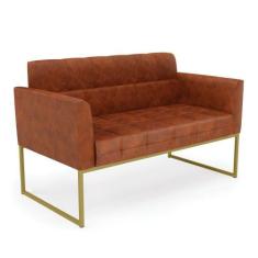 Sofá Namoradeira Elisa Corano Base Metálica Industrial Dourado - D'ros