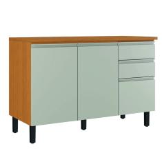 Balcão de Cozinha Itatiaia Triplo Com Tampo 3 Portas 2 Gavetas 1,20m Cinamomo/Off White Namur