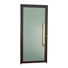 Porta De Aluminio 210x100cm Com Puxador Super Murano Marrom Corten Dourado