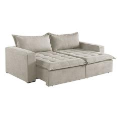Sofá Cama 2 Lugares Retrátil Reclinável M-184 Veludo Martins Creme