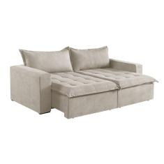 Sofá 5 Lugares Retrátil E Reclinável M-184 Veludo Martins Creme