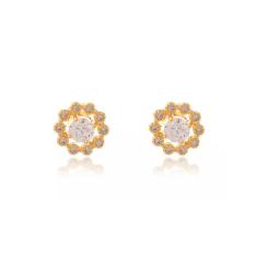 Brinco Formato Flor Com Mini Zircônias