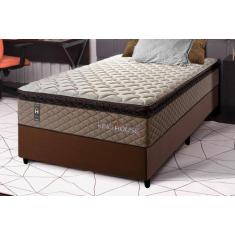 Conjunto Cama Box Espuma Atlanta Bege Solteiro 96x203x62 - King House