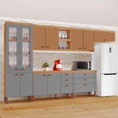 Cozinha Completa Modulada Ágata 100% MDF com 2 Balcões 11 Portas e 6 G