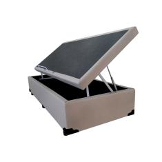 Cama Box Baú Blindado Solteirão AColchoes Sintético Bege 41x96x203