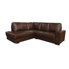 Sofá de Couro Canto Marrocos 2 lugares - Chaise Esquerda - Marrom Bicolor