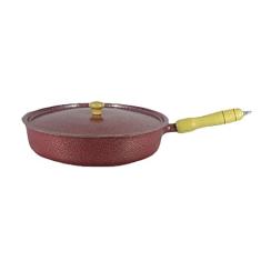 Frigideira Alumínio Vermelho Cabo e Pomel de Madeira 26 cm