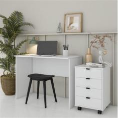 Escrivaninha 100cm com Gaveteiro 4 Gavetas Balto Branco
