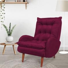 Poltrona Anatômica Pés de Madeira Eloá Cia do Estofado Vinho