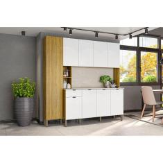 Armário para Cozinha 9 Portas 1 Gaveta Pulse Freijó/Artico/CP-Riscatto Freijó