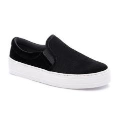 Tênis Slip On Flatform Feminino Veludo Dia a Dia Leve-Feminino