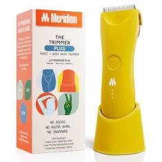 MERIDIAN The Trimmer Plus - Aparador de pelos corporais e barbeador elétrico à prova d'água para homens e mulheres para pelos pubianos, peito, pernas e linha do biquíni, cabo UBS-C e base de