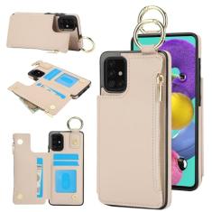 Capa carteira para Samsung Galaxy A71 4G, 3 compartimentos para cartão, 1 bolso com zíper, fecho magnético com suporte de anel, à prova de choque, bloqueio de RFID, capa para celular para Samsung A71