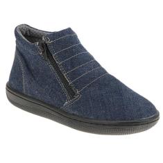 Tenis Feminino Tecido Jeans Macio Confortável Zipper La Botte, Indigo,