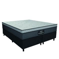 Cama Box Casal Queen Colchão Gazin Maximus Molas Ensacadas 158x198x62cm Cinza / Preto - Suporta até 120Kg por Pessoa