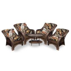 Conjunto de Poltronas Fibra Sintética Melo - 4 Poltronas + 1 Mesa Cent