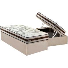 Conjunto Box Baú Solteiro: Colchão Espuma Paropas D45 Resiste Hotel DouFace + Base crc Suede Clean (88x188)