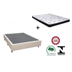 Cama Box Casal Bege + Colchão Espuma D33 138x188x8