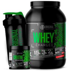 Kit Whey Protein Charged 900g + Creatina 100g + Coqueteleira - Original Nutrition-Unissex