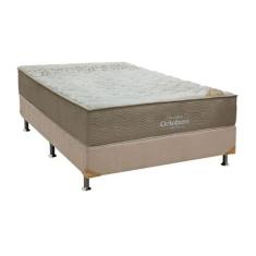 Cama Box Casal: Colchão Espuma Ortobom Viscomemory + Base CRC Suede Cl
