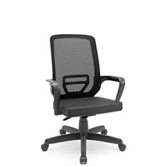 Cadeira Escritório Presidente Adrix Plaxmetal Mecanismo Relax Encosto Tela e Assento Vinil Preto