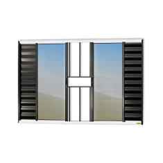 Janela Veneziana Confort 6 Folhas com Grade Vidro Reflex 100cm x 120cm Brimak Mix Preto