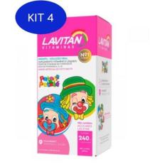 Kit 4 Lavitan Kids Sabor Tutti-Frutti Lavitan 240ml Solução Oral
