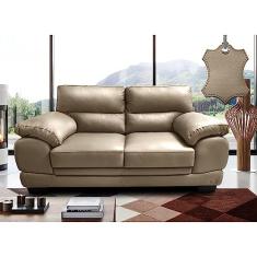 Sofá de Couro Legítimo 2 Lugares 1,76m Cama Inbox Don Arturo Bege