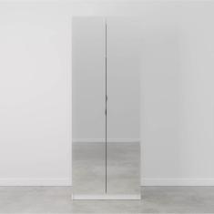 Guarda Roupa Hera com Espelho 2 Portas com Cabideiro e 2 Gavetas Cabecasa Madeiramadeira Branco Geada/Preto