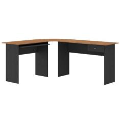 Mesa para Escritório em L 1 Gaveta Max Cinamomo/Preto Tx