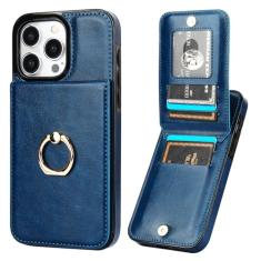 KIHUWEY Capa carteira para iPhone 15 Pro Max com suporte para cartão de crédito, anel de rotação de 360° de couro PU fecho magnético suporte capa protetora resistente para mulheres e homens 16,7