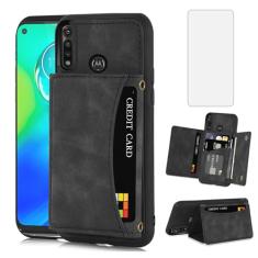 Asuwish Capa de telefone para Moto G Power 2020 capa carteira com protetor de tela de vidro temperado e suporte de cartão de crédito de couro PU com compartimento robusto acessórios para celular