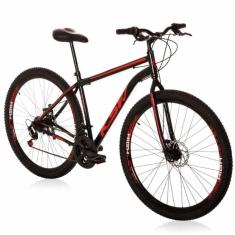 Bicicleta Aro 29 Aço Carbono Ksvj Freios A Disco 21 Vel - Preto e Rosa - Unissex-Unissex