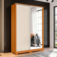 guarda-roupa solteiro com espelho friz flex 2 pt 3 gv cinamomo e off white